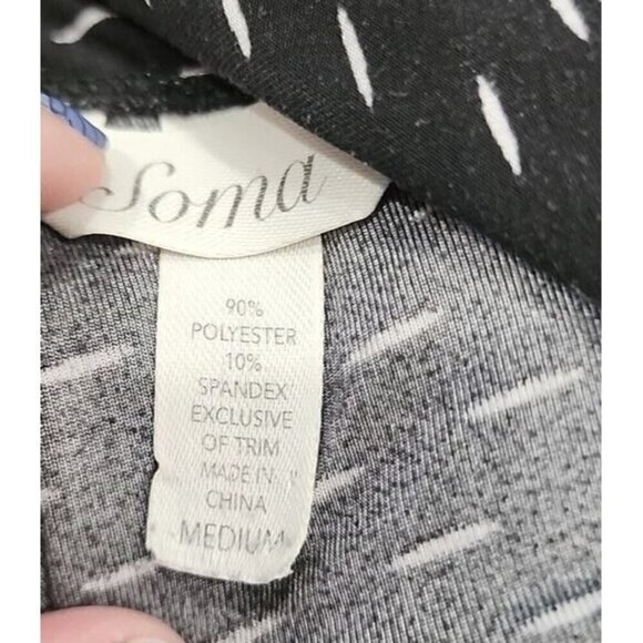 Soma Maxi Dress Black and Light Gray Cap Sleeve Party Casual Women's Medium - Picture 4 of 5